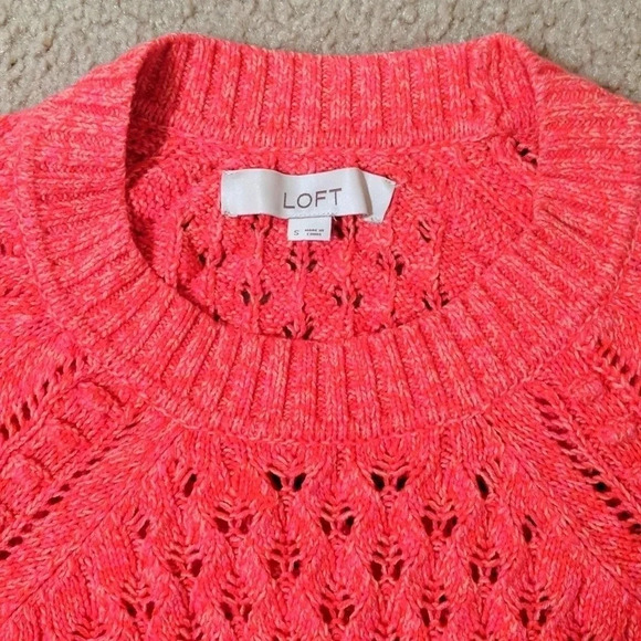 Loft Pink Long Sleeve Cable Knit Pullover Sweater, Size S - Picture 2 of 10